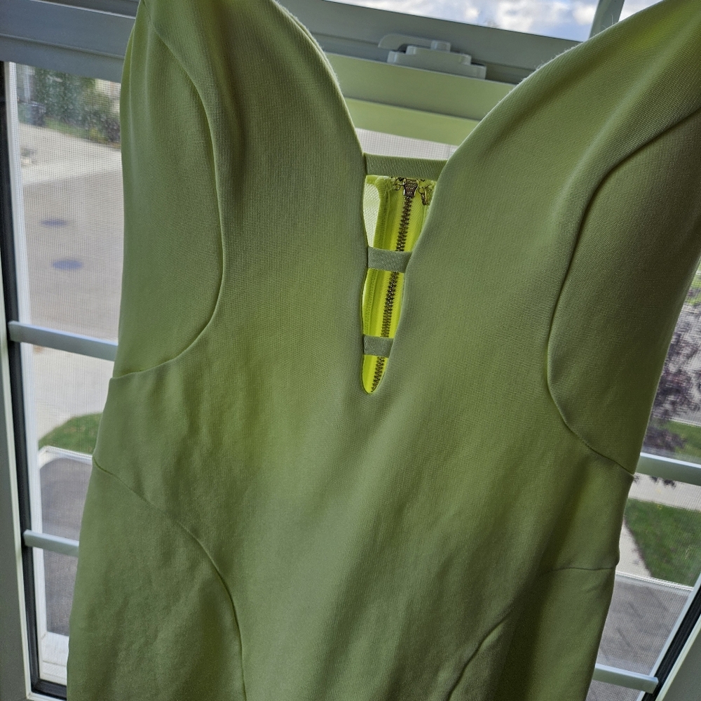 Light Neon Yellow Midi Bebe Dress Medium